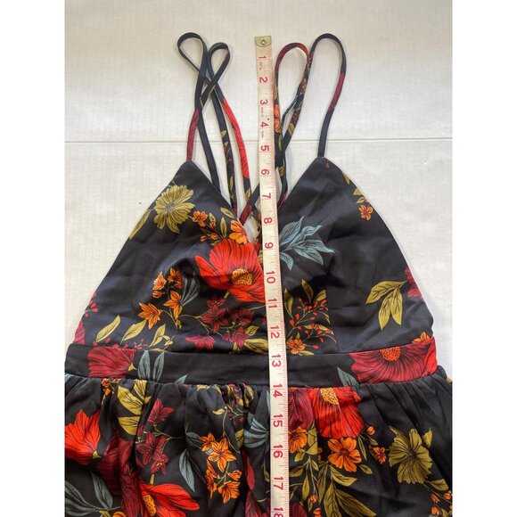 Midnight Bloom Maxi Dress Sz S Floral Deep V Neck Side Slit Boho Chic Summer NWT - Picture 4 of 16